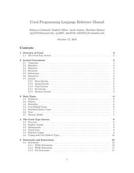 Coral Programming Language Reference Manual