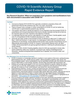 A Clinician's Guide to Non-Respiratory Symptoms of COVID-19 Rapid Review