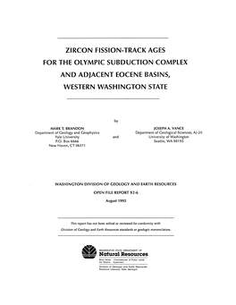 Zircon Fission-Track Ages for the Olympic Subduction Complex and Adjacent Eocene Basins, Western Washington State