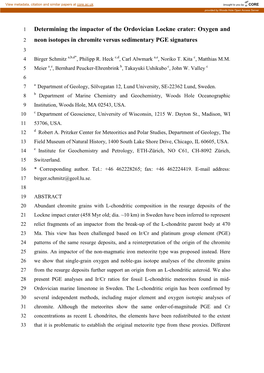 Determining the Impactor of the Ordovician Lockne Crater: Oxygen Isotopes in Chromite Versus Sedimentary Pge Signatures