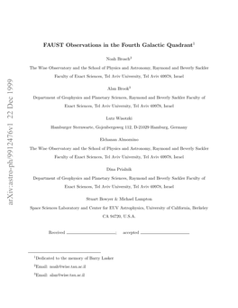FAUST Observations in the Fourth Galactic Quadrant