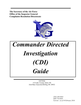 Commander Directed Investigation (CDI) Guide