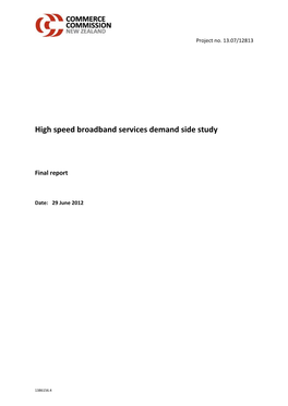 High Speed Broadband Services Demand Side Study