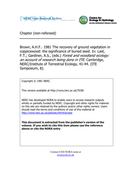 An Account of Research Being Done in ITE. Cambridge, NERC/Institute of Terrestrial Ecology, 41-44