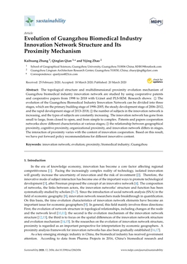 Evolution of Guangzhou Biomedical Industry Innovation Network Structure and Its Proximity Mechanism