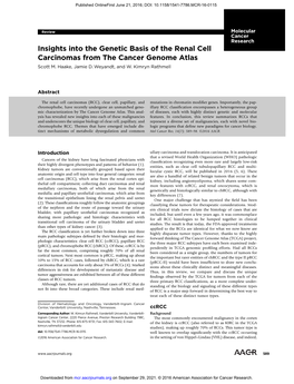 Insights Into the Genetic Basis of the Renal Cell Carcinomas from the Cancer Genome Atlas Scott M