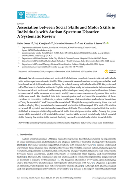 Association Between Social Skills and Motor Skills in Individuals with Autism Spectrum Disorder: a Systematic Review