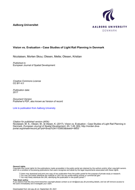 Case Studies of Light Rail Planning in Denmark Nicolaisen, Morten Skou