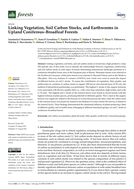 Linking Vegetation, Soil Carbon Stocks, and Earthworms in Upland Coniferous–Broadleaf Forests