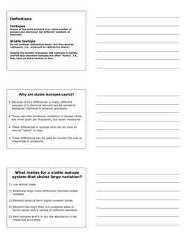 Definitions What Makes for a Stable Isotope System That Shows Large