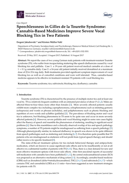 Cannabis-Based Medicines Improve Severe Vocal Blocking Tics in Two Patients