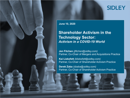 Shareholder Activism in the Technology Sector: Activism in a COVID-19 World