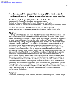 Resilience and the Population History of the Kuril Islands, Northwest Pacific: a Study in Complex Human Ecodynamics