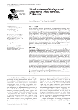 Wood Anatomy of Brabejum and Macadamia (Macadamiinae, Proteaceae)