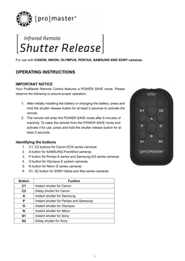 JJC RM-E7 Infrared Remote Control Instruction