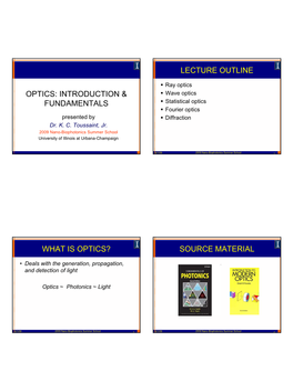 Optics: Introduction & Fundamentals