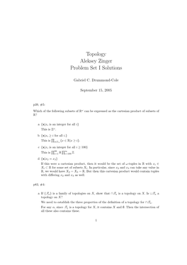 Topology Aleksey Zinger Problem Set I Solutions