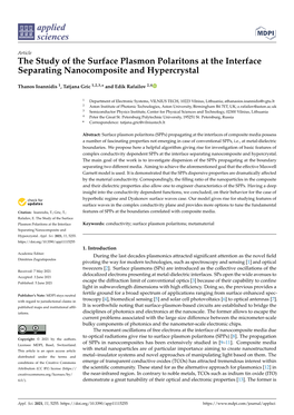 The Study of the Surface Plasmon Polaritons at the Interface Separating Nanocomposite and Hypercrystal