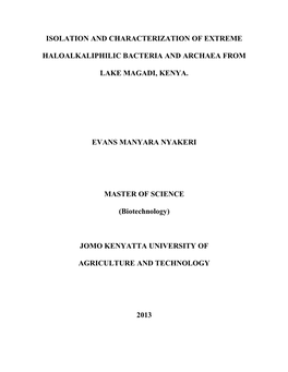 Isolation and Characterization of Extreme