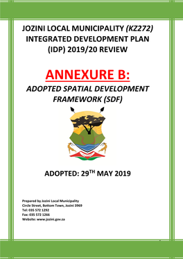Jozini Municipality Spatial Development Framework 2019