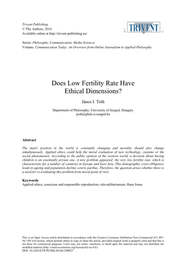 Does Low Fertility Rate Have Ethical Dimensions?