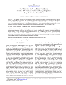 The “Cast Iron Site”—A Tale of Four Stoves from the 1845 Franklin Northwest Passage Expedition Douglas R