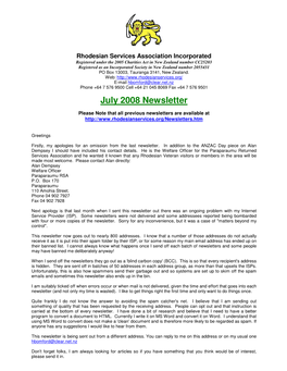 July 2008 Newsletter