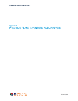 Previous Plans Inventory and Analysis