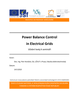 Power Balance Control in Electrical Grids