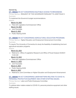 General Ag CT - HB6442 an ACT CONCERNING EQUITABLE ACCESS to BROADBAND