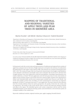 Mapping of Traditional and Regional Varieties of Apple Trees and Pear Trees in Kroměříž Area