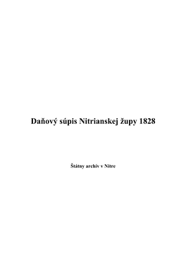 Daňový Súpis Nitrianskej Župy 1828