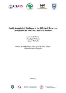 Rapid Appraisal of Resilience to the Effects of Recurrent Droughts in Borana Zone, Southern Ethiopia