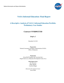 NASA Informal Education: Final Report