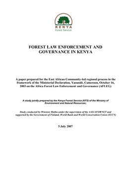 Forest Law Enforcement and Governance in Kenya