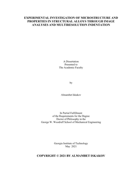 Experimental Investigation of Microstructure and Properties in Structural Alloys Through Image Analyses and Multiresolution Indentation