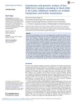 Evolutionary and Genomic Analysis of Four SARS-Cov-2 Isolates