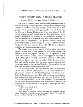 ASTRONOMICAL SOCIETY of the PACIFIC 233 V. COMET OTERMA 1943 A: a MINOR PLANET?