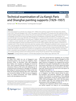 Technical Examination of Liu Kang's Paris and Shanghai Painting Supports