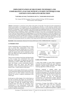 Implementation of Ihs Fusion Technique and Comparative Analysis with Pca Fusion Technique for Cotton Contaminants Detection