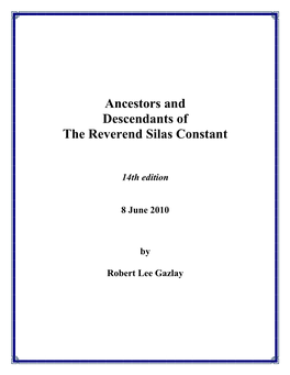 Ancestors and Descendants of the Reverend Silas Constant