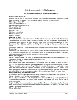 Fundamental Analysis: Company Analysis Part - II)