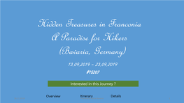 Hidden Treasures in Franconia a Paradise for Hikers (Bavaria, Germany) 13.09.2019 – 23.09.2019 #15207