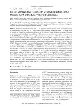 Role of CDKN2C Fluorescence in Situ Hybridization in the Management of Medullary Thyroid Carcinoma