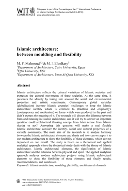 Islamic Architecture: Between Moulding and Flexibility