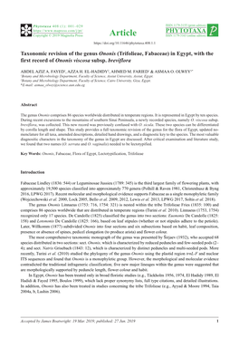 Taxonomic Revision of the Genus Ononis (Trifolieae, Fabaceae) in Egypt, with the First Record of Ononis Viscosa Subsp