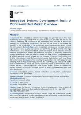Embedded Systems Development Tools: a MODUS-Oriented Market Overview