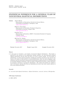 Statistical Inference for a General Class of Noncentral Elliptical Distributions