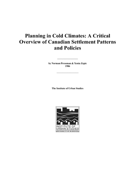 Planning in Cold Climates: a Critical Overview of Canadian Settlement Patterns and Policies