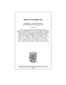House of Assembly Act